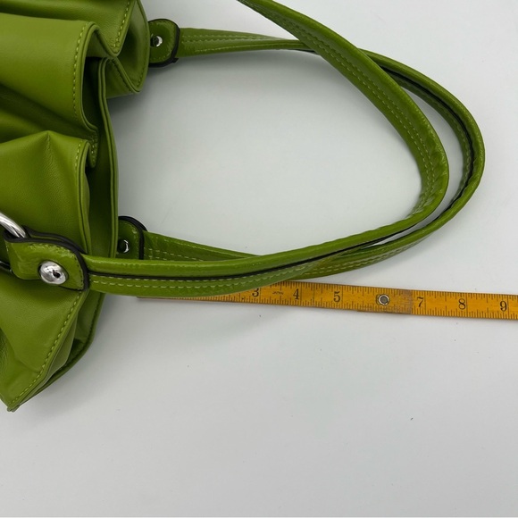 Wilsons Leather Lime Green Belted Shoulder Bag Y2K Style Silver Hardware - Picture 9 of 11